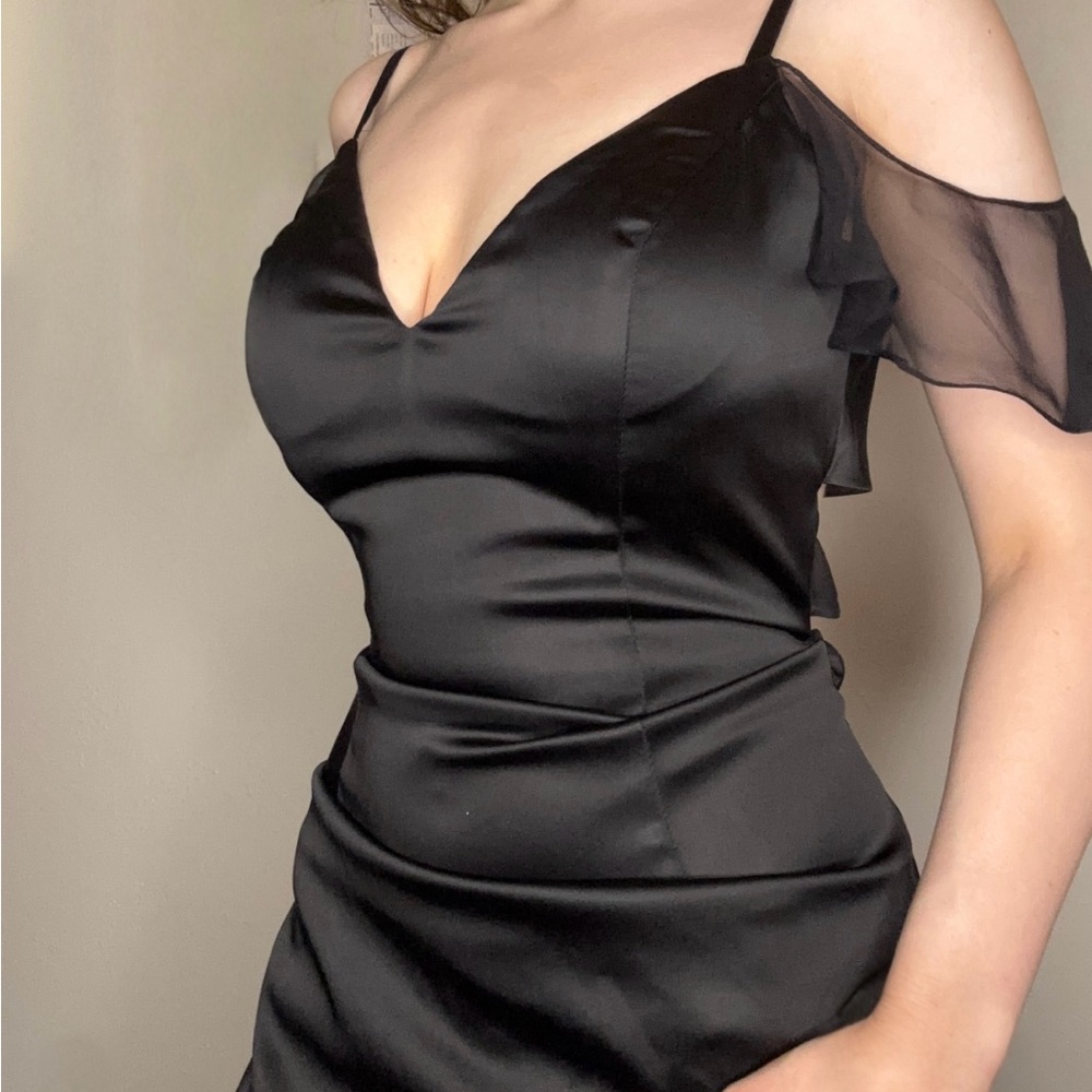 Sherri Hill Black Satin Dress